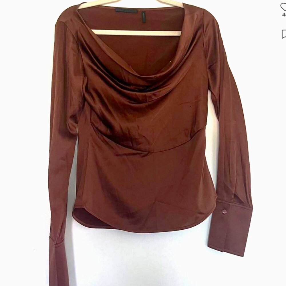 HELMUT LANG Paprika Silk Cowl Top